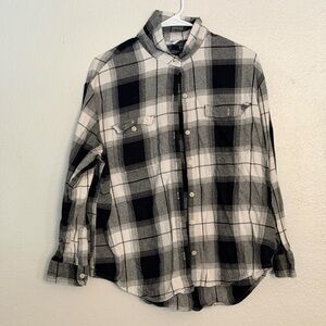 Old Navy Black and White Plaid Women's Button Down Shirt